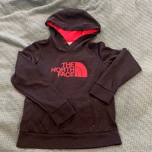 North face fleece lined hoodie size S coral and grey